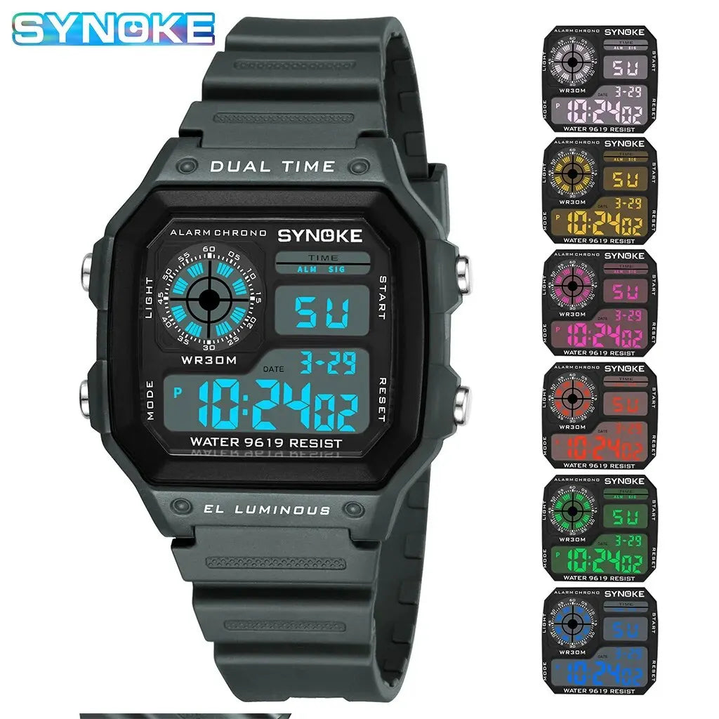 SYNOKE 9619 Digital Sports Watch | Ultra-Lightweight 42g, Shock-Resistant & Splash-Proof
