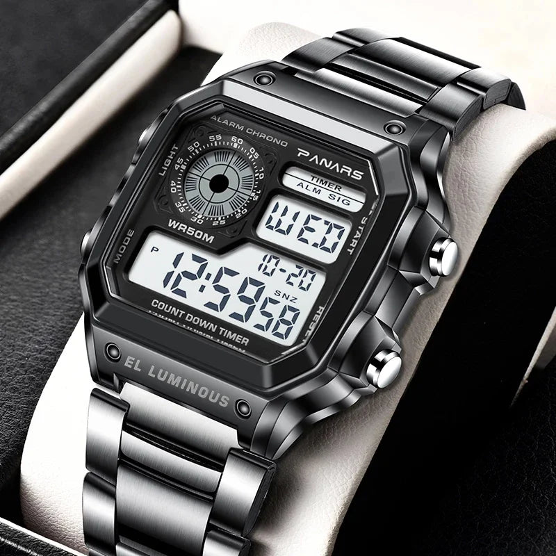 Luxury Unisex Digital Sport Watch | Shock-Resistant, Hardened Acrylic Crystal & Complete Calendar