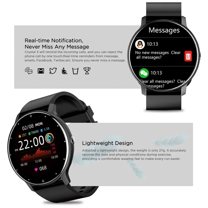 LIGE Unisex Smart Watch | Elegant Design, Comprehensive Health Monitor & Bluetooth 5.0