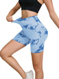 Women's Seamless High-Waist Yoga Shorts | Buttery-Soft Nylon Blend, Hip-Lifting & Tie-Dye Print