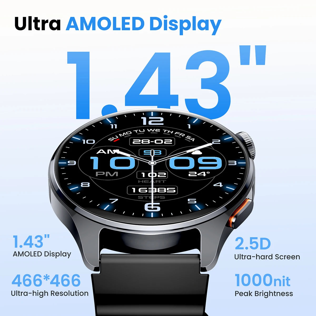HAYLOU Watch 4S GPS Smartwatch - 1.43" AMOLED Display, 5-Satellite GPS, Bluetooth Calling, 18-Day Battery Life