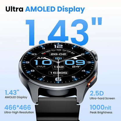 HAYLOU Watch 4S GPS Smartwatch - 1.43" AMOLED Display, 5-Satellite GPS, Bluetooth Calling, 18-Day Battery Life