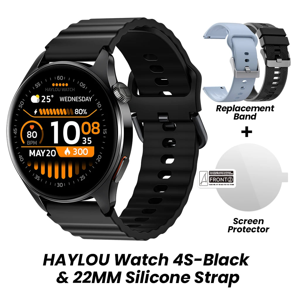 HAYLOU Watch 4S GPS Smartwatch - 1.43" AMOLED Display, 5-Satellite GPS, Bluetooth Calling, 18-Day Battery Life