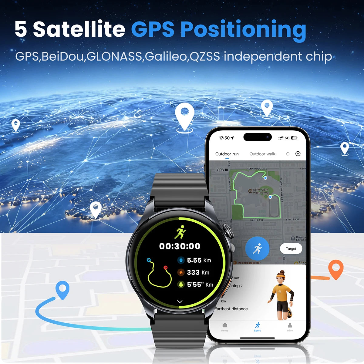 HAYLOU Watch 4S GPS Smartwatch - 1.43" AMOLED Display, 5-Satellite GPS, Bluetooth Calling, 18-Day Battery Life