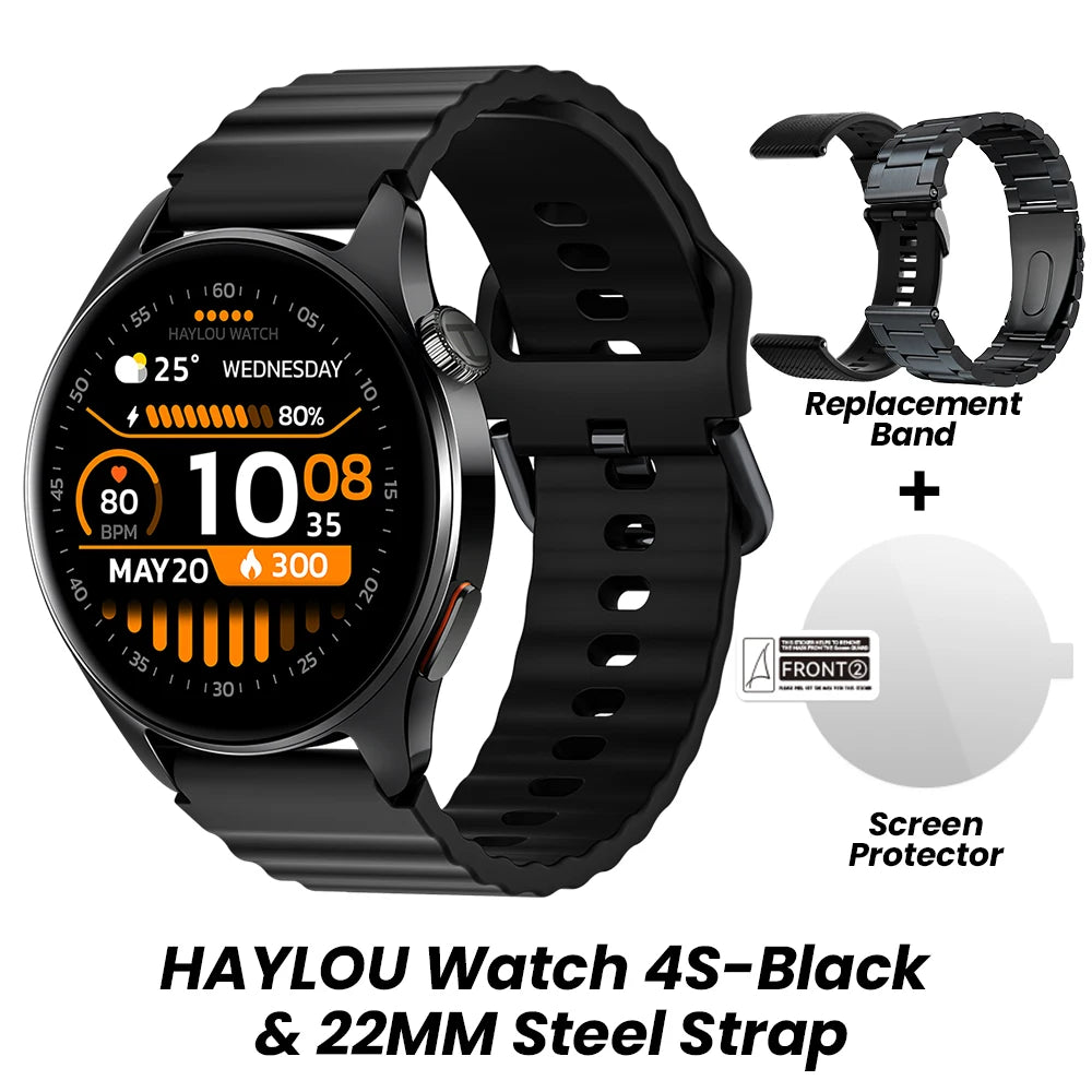 HAYLOU Watch 4S GPS Smartwatch - 1.43" AMOLED Display, 5-Satellite GPS, Bluetooth Calling, 18-Day Battery Life