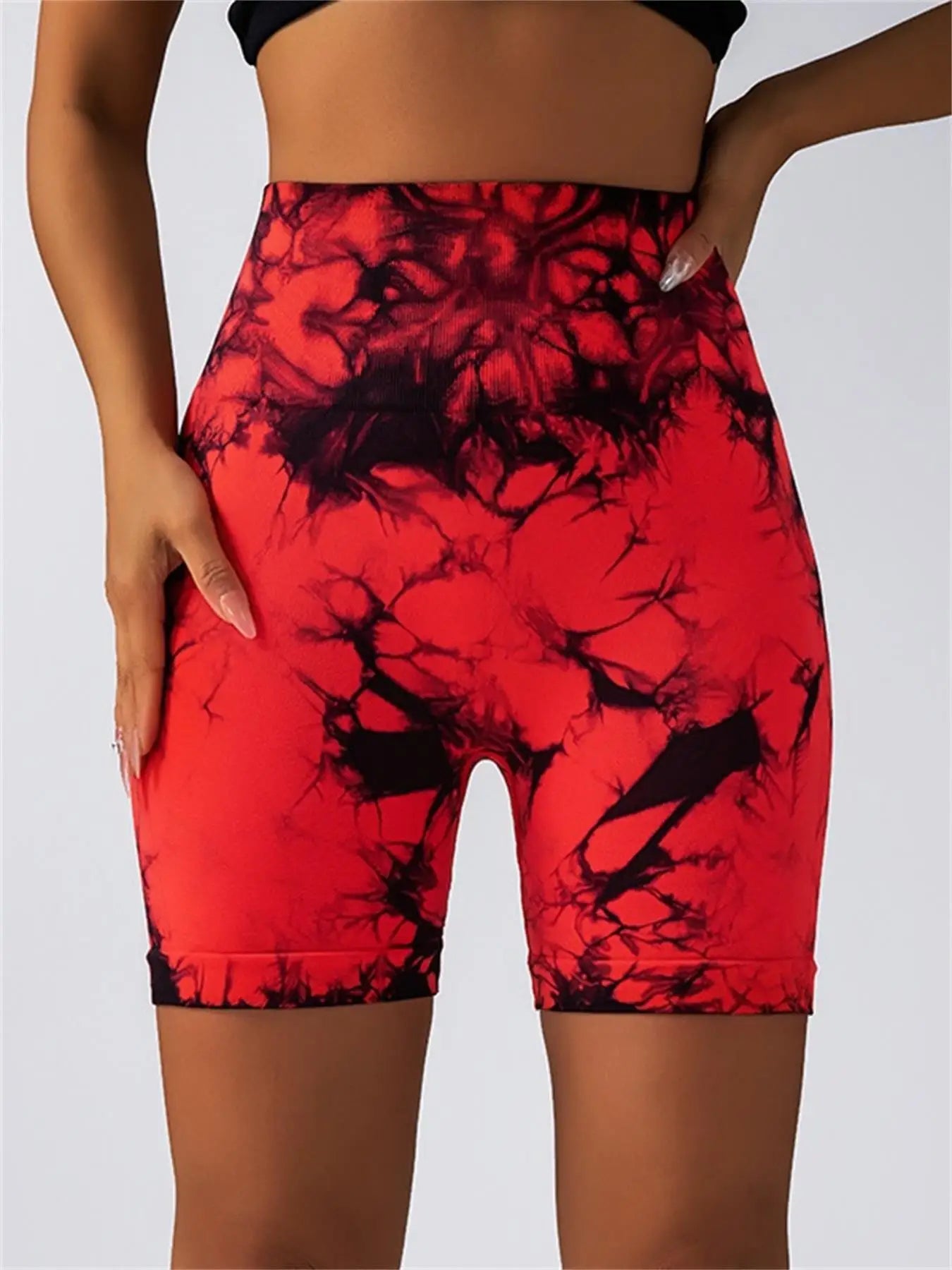 Women's Seamless High-Waist Yoga Shorts | Buttery-Soft Nylon Blend, Hip-Lifting & Tie-Dye Print