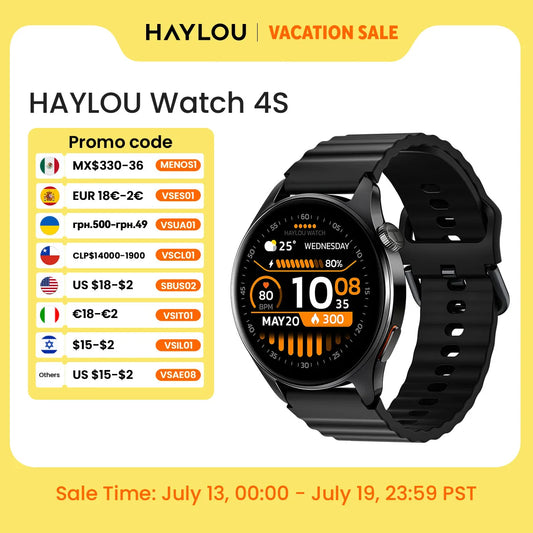 HAYLOU Watch 4S GPS Smartwatch - 1.43" AMOLED Display, 5-Satellite GPS, Bluetooth Calling, 18-Day Battery Life