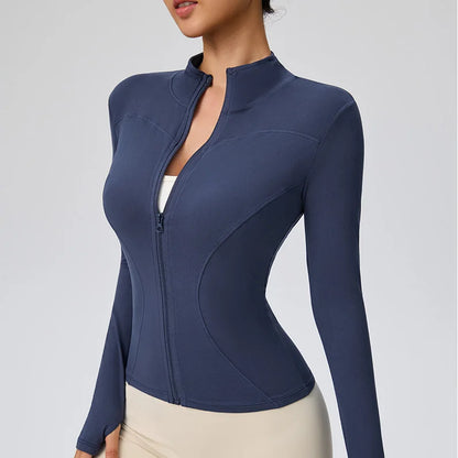 Elegant Athletic Track Jacket for Women | Breathable Quick-Dry Polyester, Anti-Shrink & Snug Fit