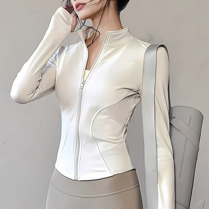 Elegant Athletic Track Jacket for Women | Breathable Quick-Dry Polyester, Anti-Shrink & Snug Fit