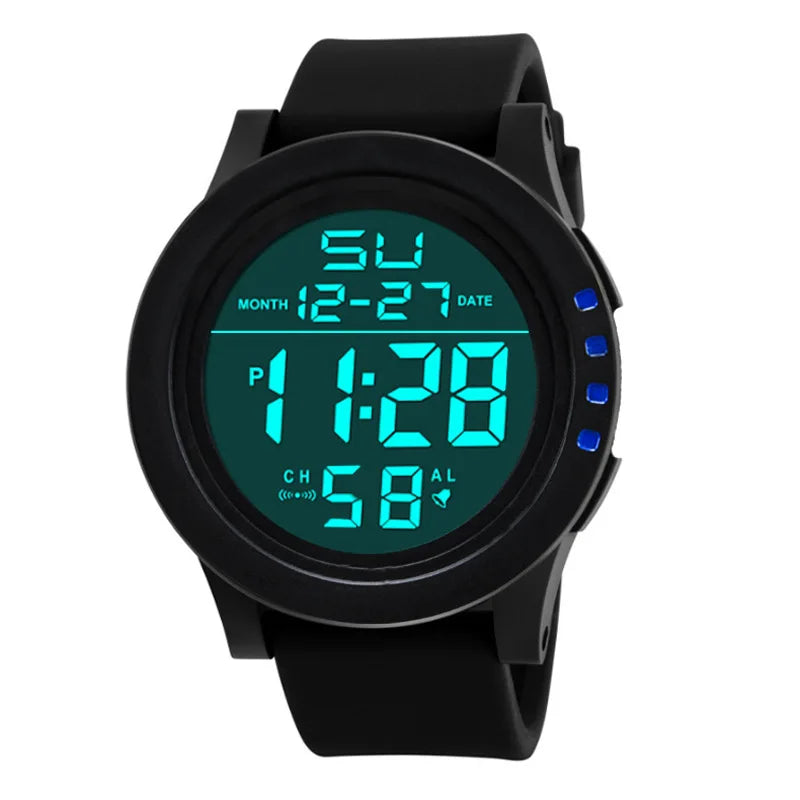 YIKAZE 55mm Digital Sports Watch | 50M Water Resistant, LED Backlight & Silicone Strap