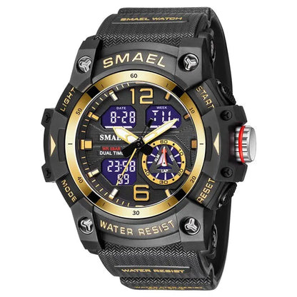 SMAEL 8007 Men's Military Sport Watch - Dual Time Display, LED Back Light, Alarm Stopwatch, Waterproof Wristwatch