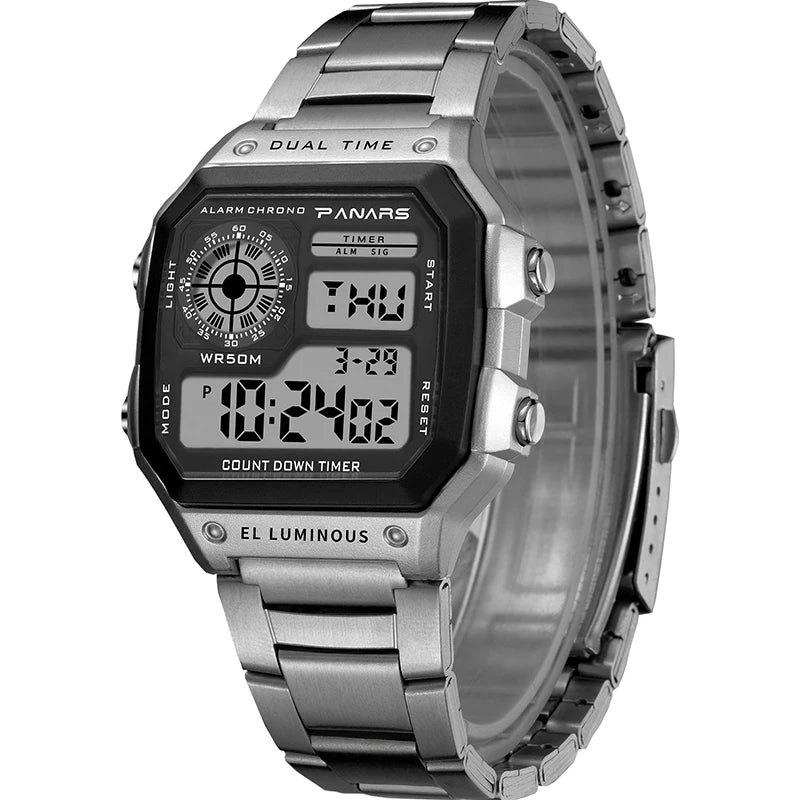 Luxury Unisex Digital Sport Watch | Shock-Resistant, Hardened Acrylic Crystal & Complete Calendar