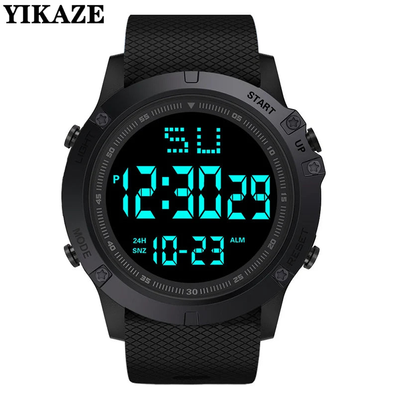 YIKAZE 55mm Digital Sports Watch | 50M Water Resistant, LED Backlight & Silicone Strap