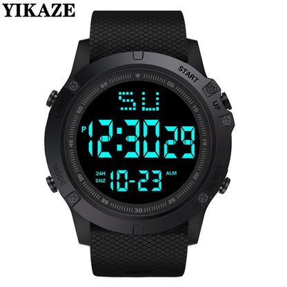 YIKAZE 55mm Digital Sports Watch | 50M Water Resistant, LED Backlight & Silicone Strap