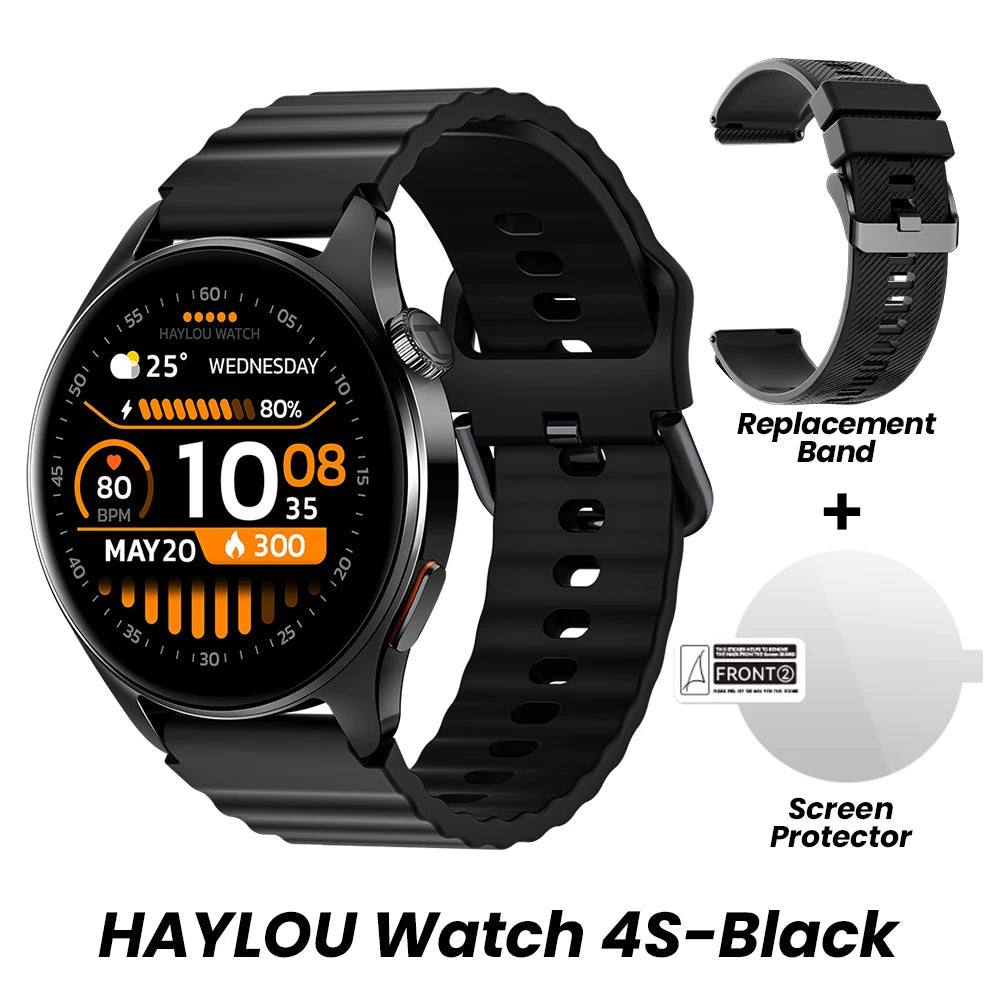 HAYLOU Watch 4S GPS Smartwatch - 1.43" AMOLED Display, 5-Satellite GPS, Bluetooth Calling, 18-Day Battery Life