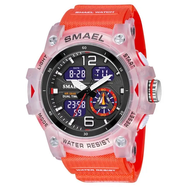 SMAEL 8007 Men's Military Sport Watch - Dual Time Display, LED Back Light, Alarm Stopwatch, Waterproof Wristwatch