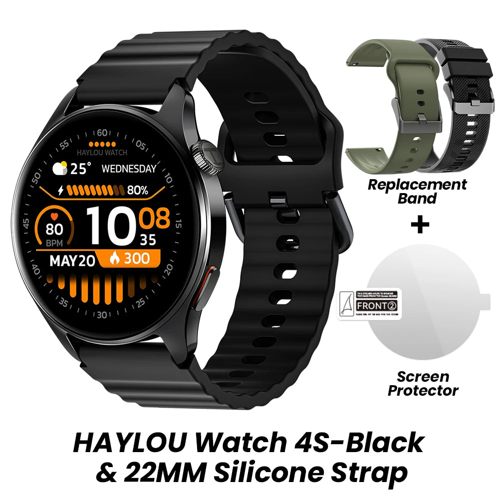 HAYLOU Watch 4S GPS Smartwatch - 1.43" AMOLED Display, 5-Satellite GPS, Bluetooth Calling, 18-Day Battery Life