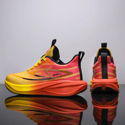 Unisex GZJD PRO Carbon Plate Running Shoes Gradient Marathon Sneakers Mesh Thick Sole Shock Absorb Athletic Training Footwear