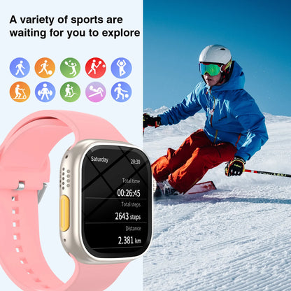 Odelettevcy 2.01" Smart Watch | Large Square Full-Touch Screen, Bluetooth Calls & Built-in USB Charging