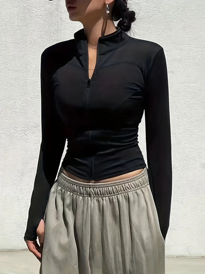 Elegant Athletic Track Jacket for Women | Breathable Quick-Dry Polyester, Anti-Shrink & Snug Fit