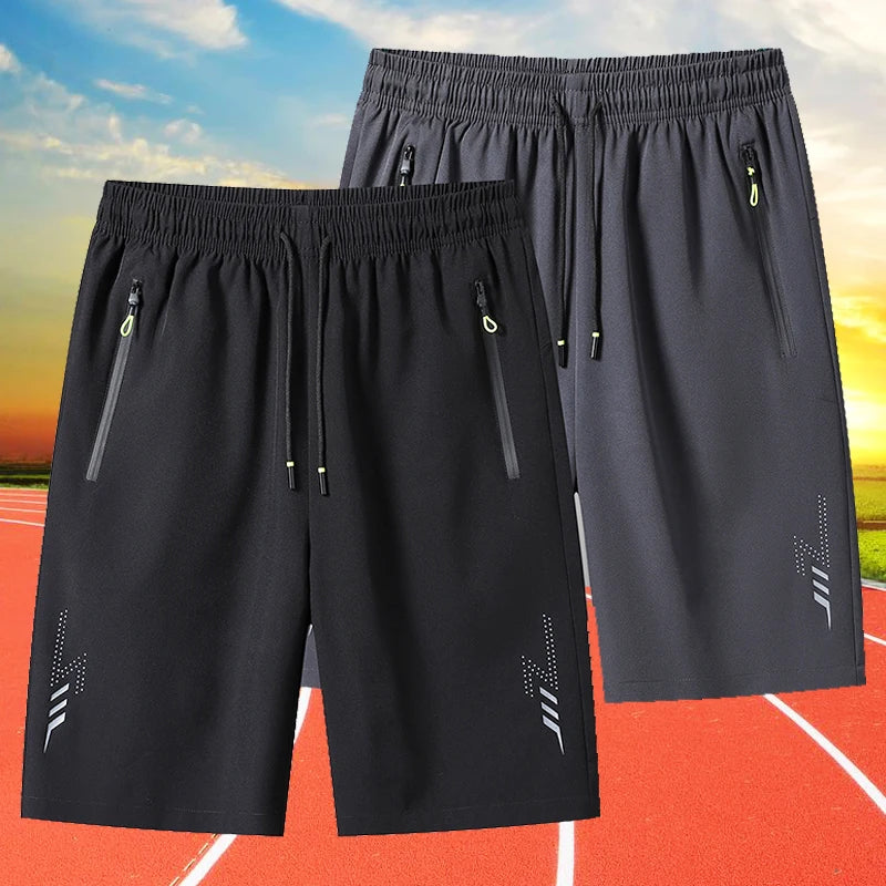 Men's Premium Quick-Dry Athletic Shorts | Elastic Waist, Secure Zipper Pocket & Stretch Fit