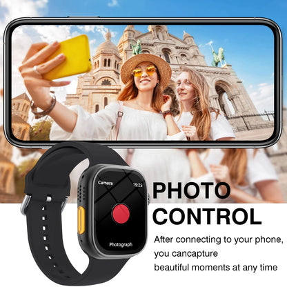 Odelettevcy 2.01" Smart Watch | Large Square Full-Touch Screen, Bluetooth Calls & Built-in USB Charging