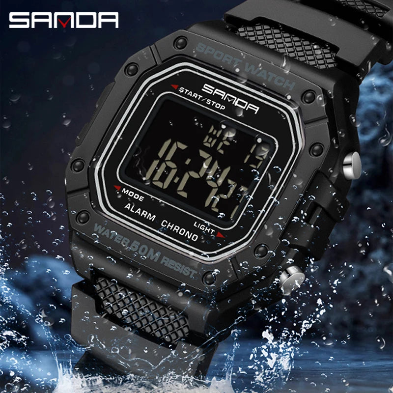 SANDA Premium Sport Watch | 5ATM, High-Impact Resin & Luminous Display