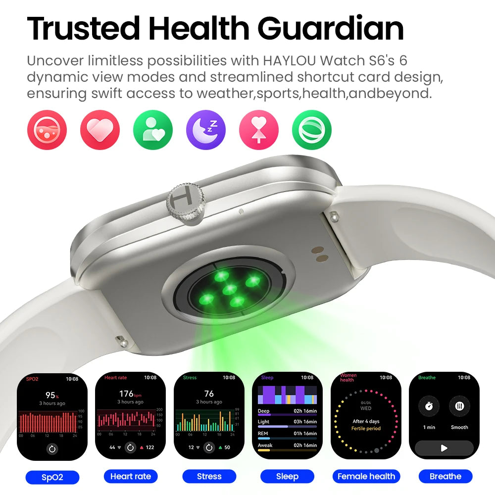 Haylou Watch S6 Smartwatch | 2.01" HD Display, Bluetooth Calling & 127 Sport Modes