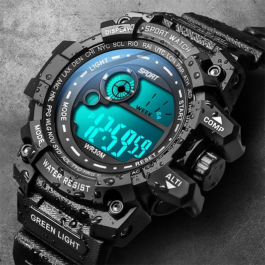 50mm Tactical Digital Sports Watch | Luminous Display, High-Impact Polymer & Splash-Resistant