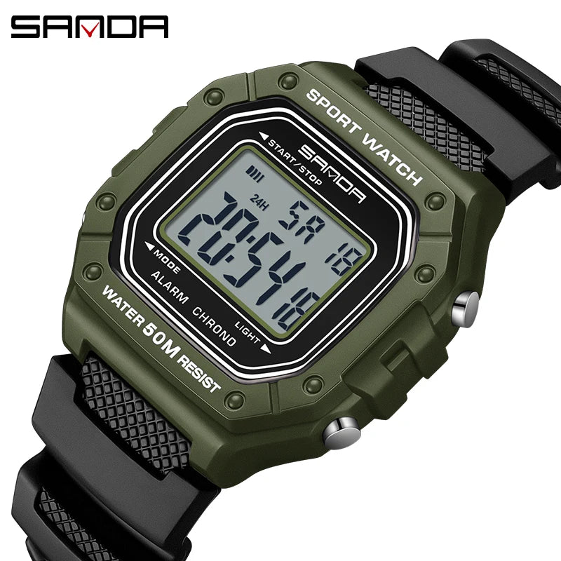 SANDA Premium Sport Watch | 5ATM, High-Impact Resin & Luminous Display
