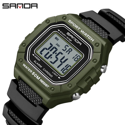 SANDA Premium Sport Watch | 5ATM, High-Impact Resin & Luminous Display