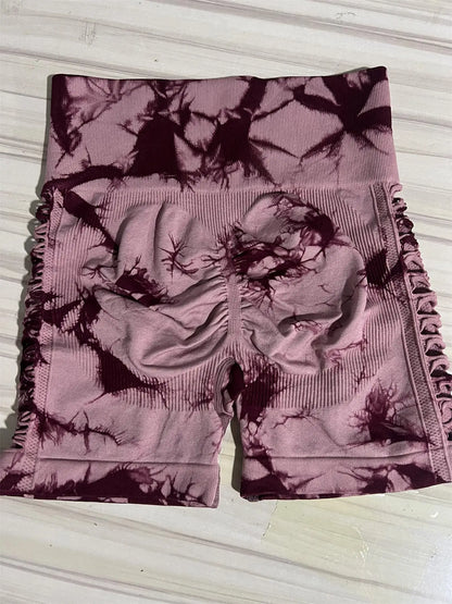 Women's Seamless High-Waist Yoga Shorts | Buttery-Soft Nylon Blend, Hip-Lifting & Tie-Dye Print