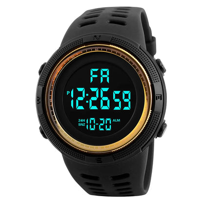 YIKAZE 55mm Digital Sports Watch | 50M Water Resistant, LED Backlight & Silicone Strap