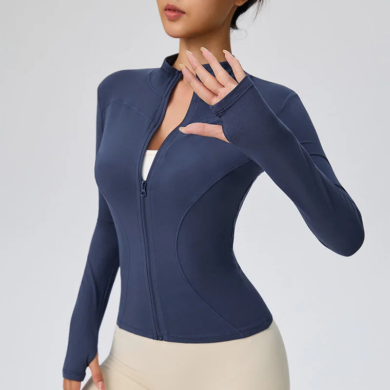 Elegant Athletic Track Jacket for Women | Breathable Quick-Dry Polyester, Anti-Shrink & Snug Fit