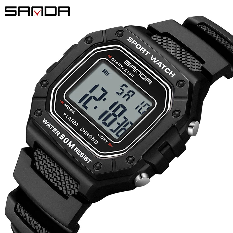 SANDA Premium Sport Watch | 5ATM, High-Impact Resin & Luminous Display