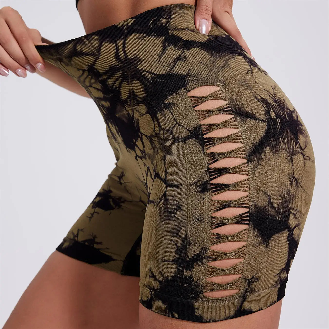 Women's Seamless High-Waist Yoga Shorts | Buttery-Soft Nylon Blend, Hip-Lifting & Tie-Dye Print