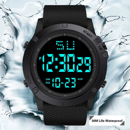 YIKAZE 55mm Digital Sports Watch | 50M Water Resistant, LED Backlight & Silicone Strap