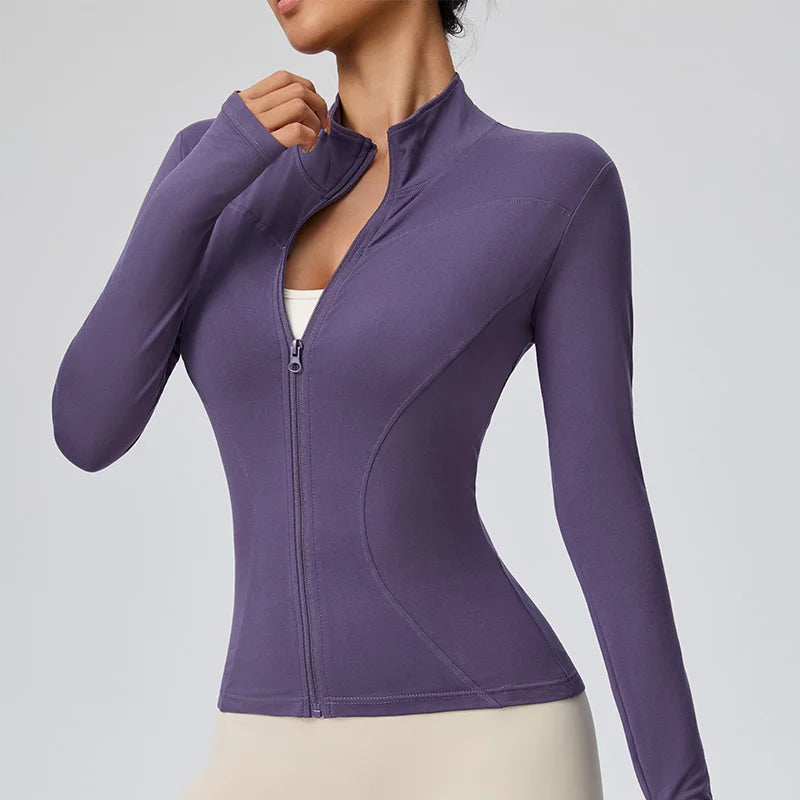 Elegant Athletic Track Jacket for Women | Breathable Quick-Dry Polyester, Anti-Shrink & Snug Fit