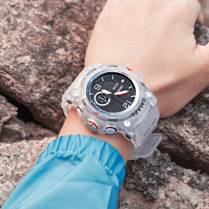 SMAEL 8007 Men's Military Sport Watch - Dual Time Display, LED Back Light, Alarm Stopwatch, Waterproof Wristwatch