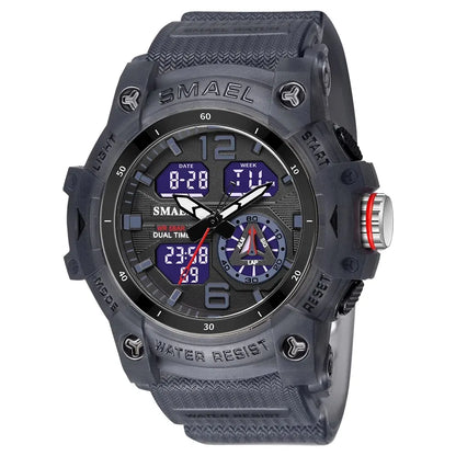 SMAEL 8007 Men's Military Sport Watch - Dual Time Display, LED Back Light, Alarm Stopwatch, Waterproof Wristwatch
