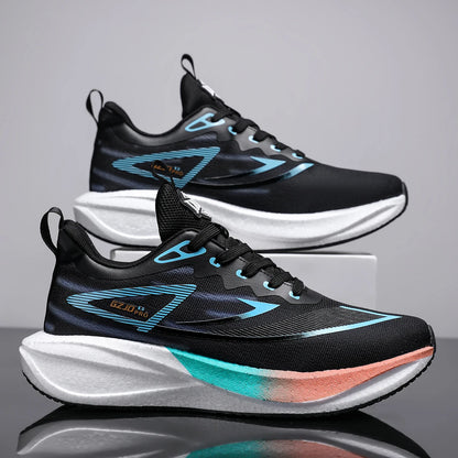 Unisex GZJD PRO Carbon Plate Running Shoes Gradient Marathon Sneakers Mesh Thick Sole Shock Absorb Athletic Training Footwear