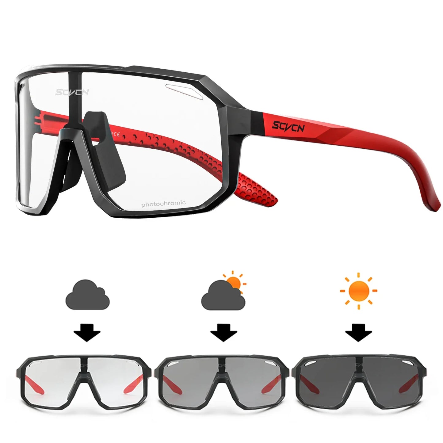 SCVCN Photochromic Cycling Glasses Bike Mountain Bicycle Golf UV400 Sunglasses Sport Protection Glasses for Men Women Baseball