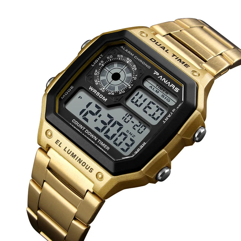 Luxury Unisex Digital Sport Watch | Shock-Resistant, Hardened Acrylic Crystal & Complete Calendar