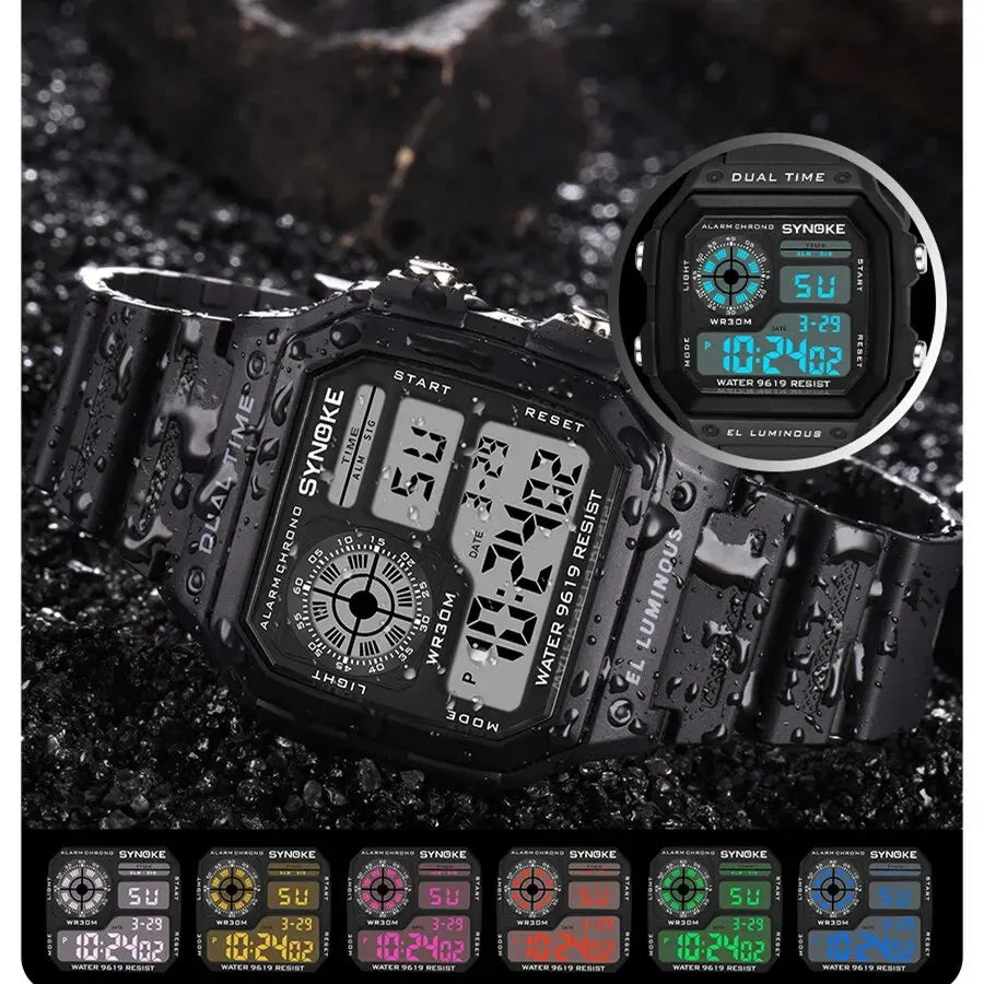 SYNOKE 9619 Digital Sports Watch | Ultra-Lightweight 42g, Shock-Resistant & Splash-Proof