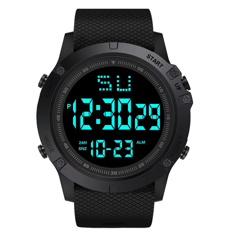 YIKAZE 55mm Digital Sports Watch | 50M Water Resistant, LED Backlight & Silicone Strap
