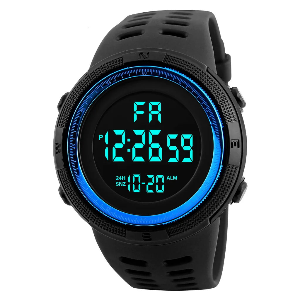 YIKAZE 55mm Digital Sports Watch | 50M Water Resistant, LED Backlight & Silicone Strap