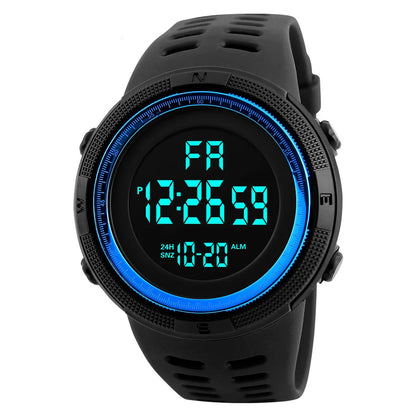 YIKAZE 55mm Digital Sports Watch | 50M Water Resistant, LED Backlight & Silicone Strap
