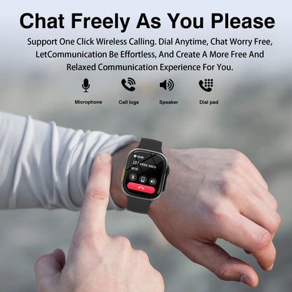 Odelettevcy 2.01" Smart Watch | Large Square Full-Touch Screen, Bluetooth Calls & Built-in USB Charging