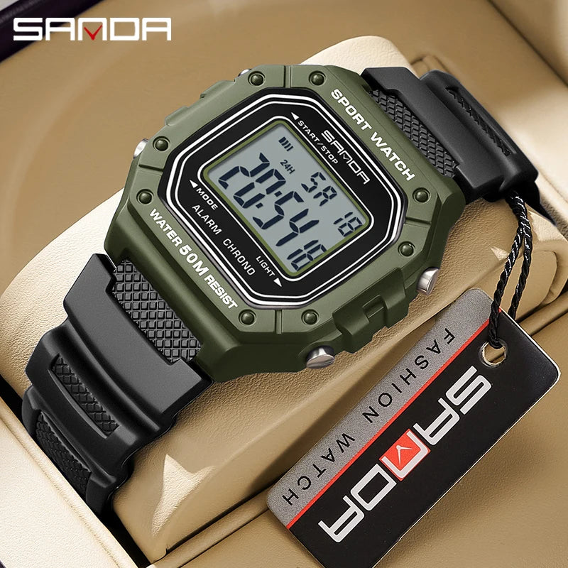 SANDA Premium Sport Watch | 5ATM, High-Impact Resin & Luminous Display