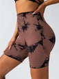 Women's Seamless High-Waist Yoga Shorts | Buttery-Soft Nylon Blend, Hip-Lifting & Tie-Dye Print